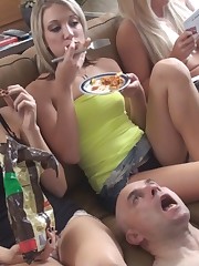 Girls were eating and tasteless pieces spited to slaveâ€™s mouth.