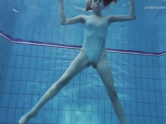 Striped swimsuit and small tits teen Anna