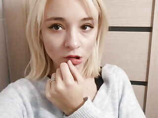 Gentle sexy cute striptease. Close-up