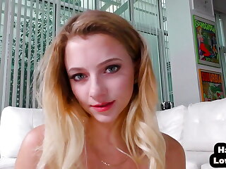 HJ smallboobs GF POV jerks BFs cock in dirty talk closeup