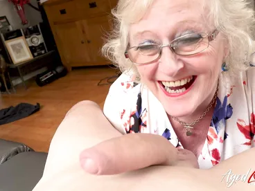 Aged girl Claire Knight gets her pussy railed by young Sam Bourne